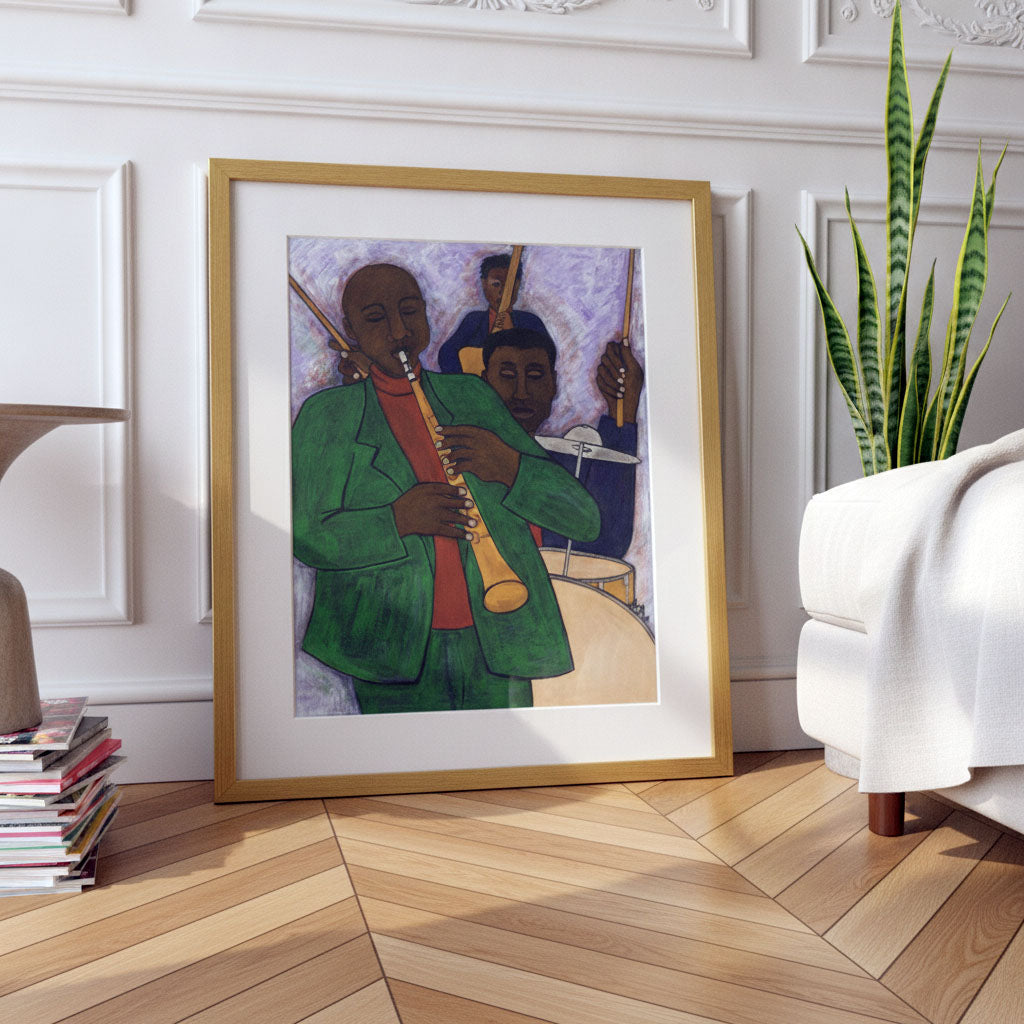 The Three Musicians framed giclee print — Black jazz trio wall art by Antionette Simmons Hodges (3)