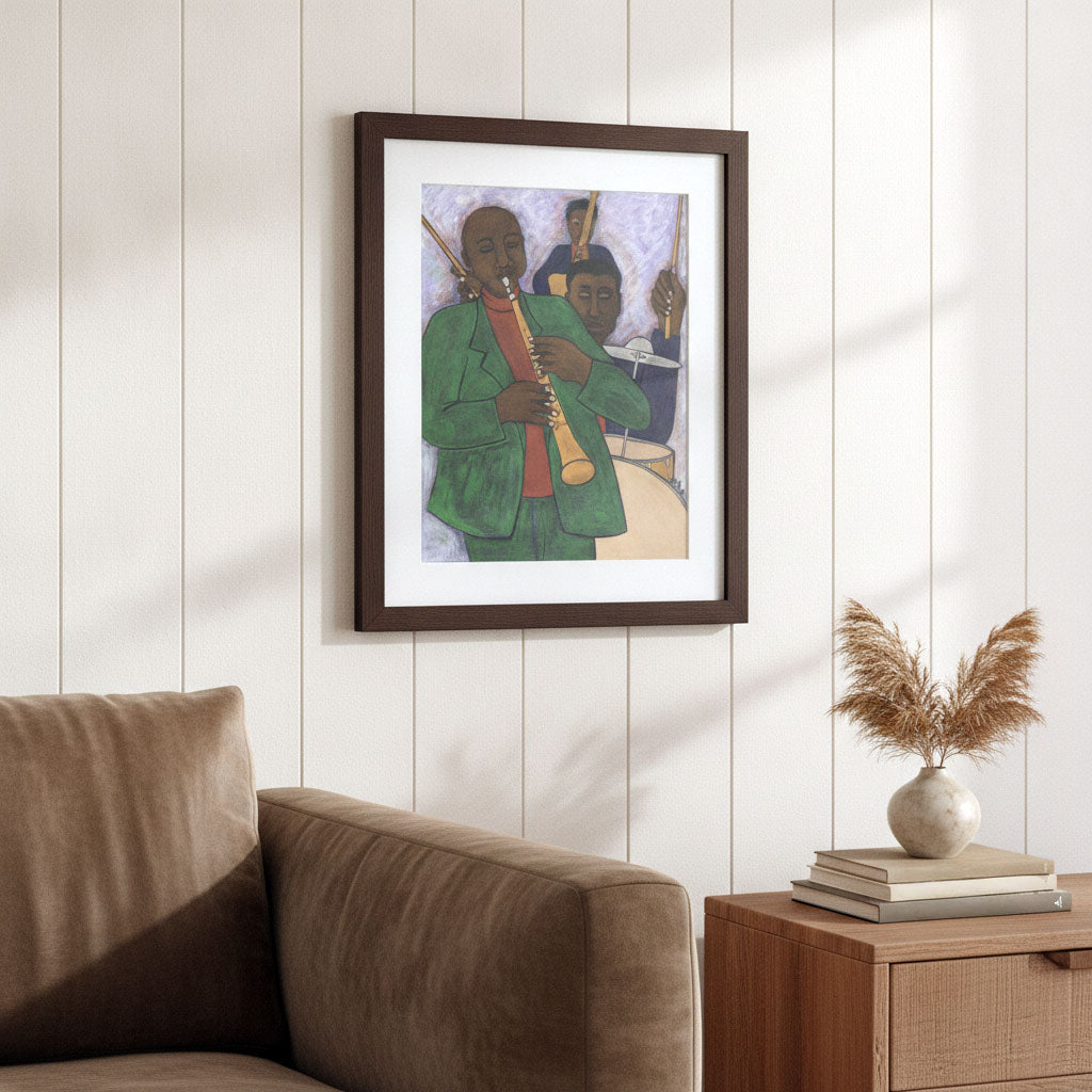 The Three Musicians framed giclee print — Black jazz trio wall art by Antionette Simmons Hodges (5)