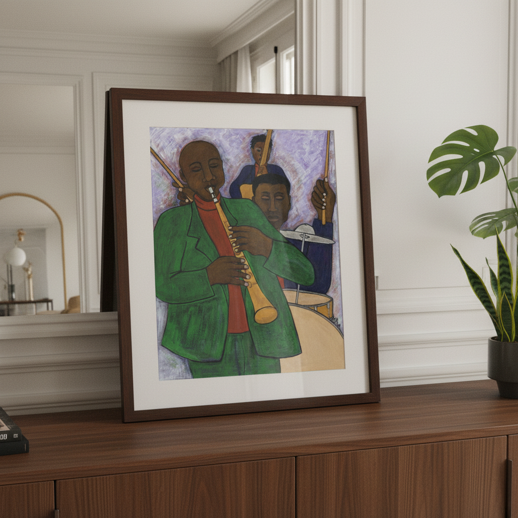 The Three Musicians framed giclee print — Black jazz trio wall art by Antionette Simmons Hodges (7)