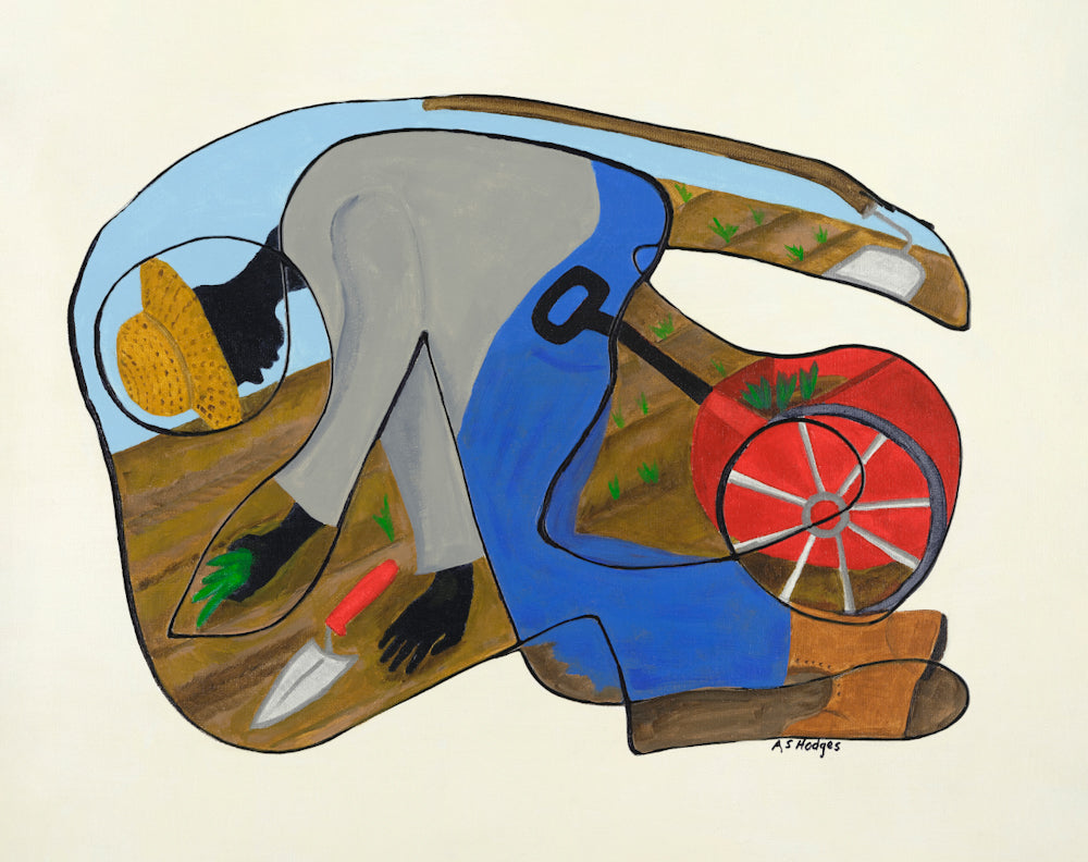 The Urban Gardener continuous line art print in black frame — Black community culture art by Antionette Simmons Hodges (2)