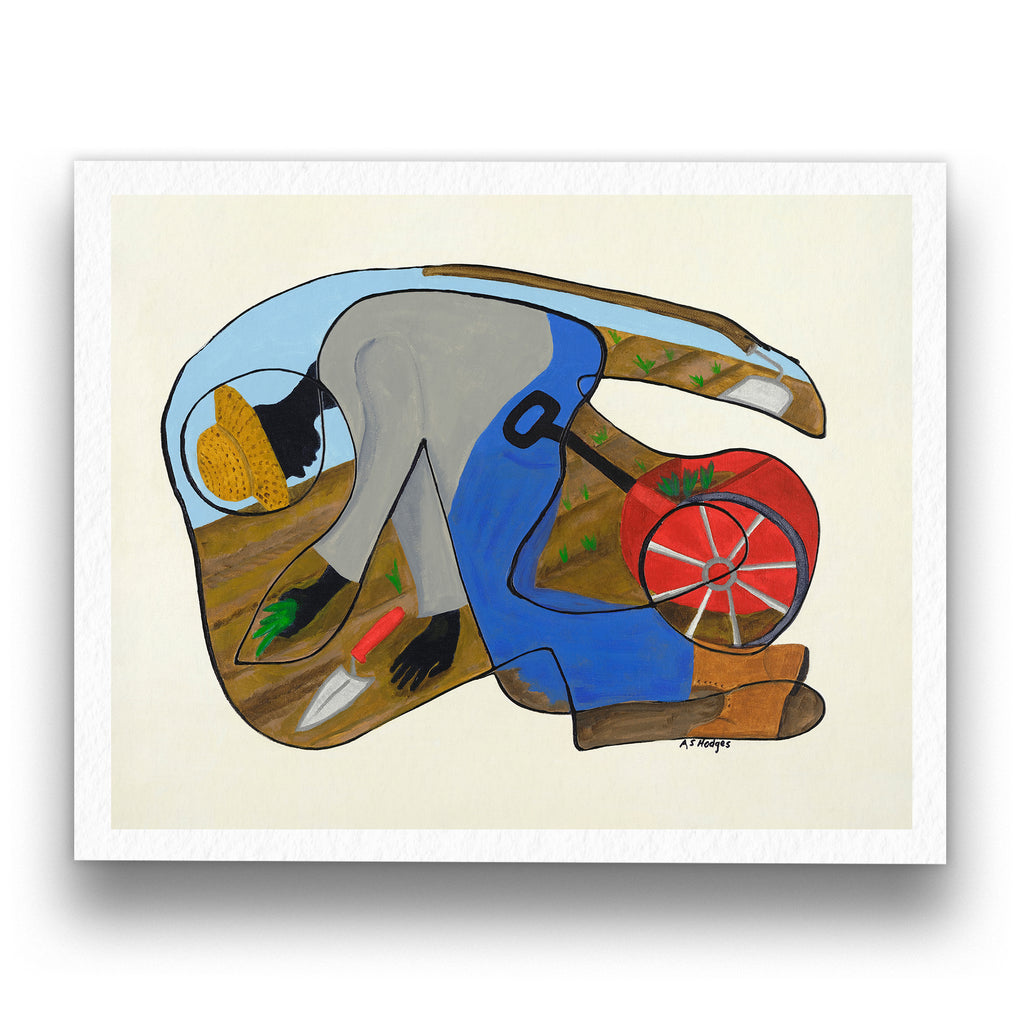 The Urban Gardener continuous line art print in black frame — Black community culture art by Antionette Simmons Hodges (4)