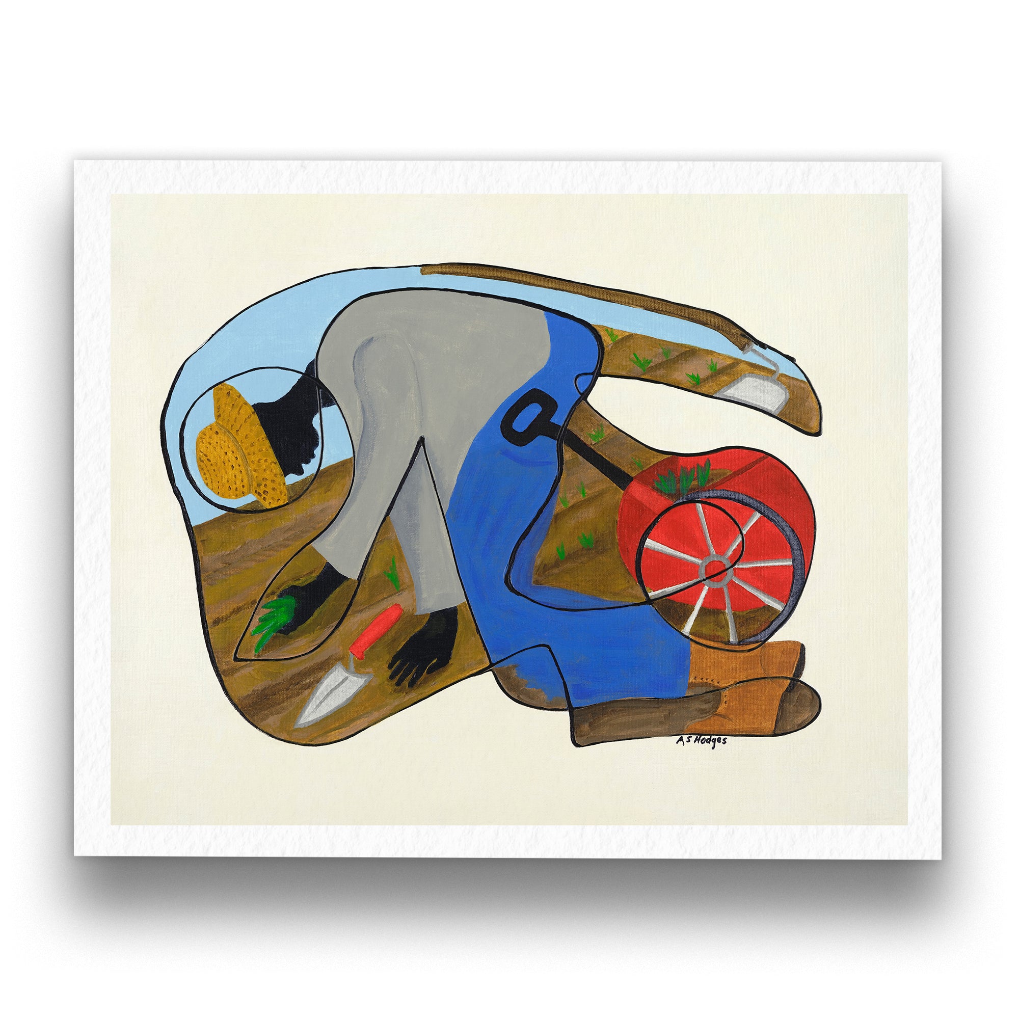 The Urban Gardener continuous line art print in black frame — Black community culture art by Antionette Simmons Hodges (4)