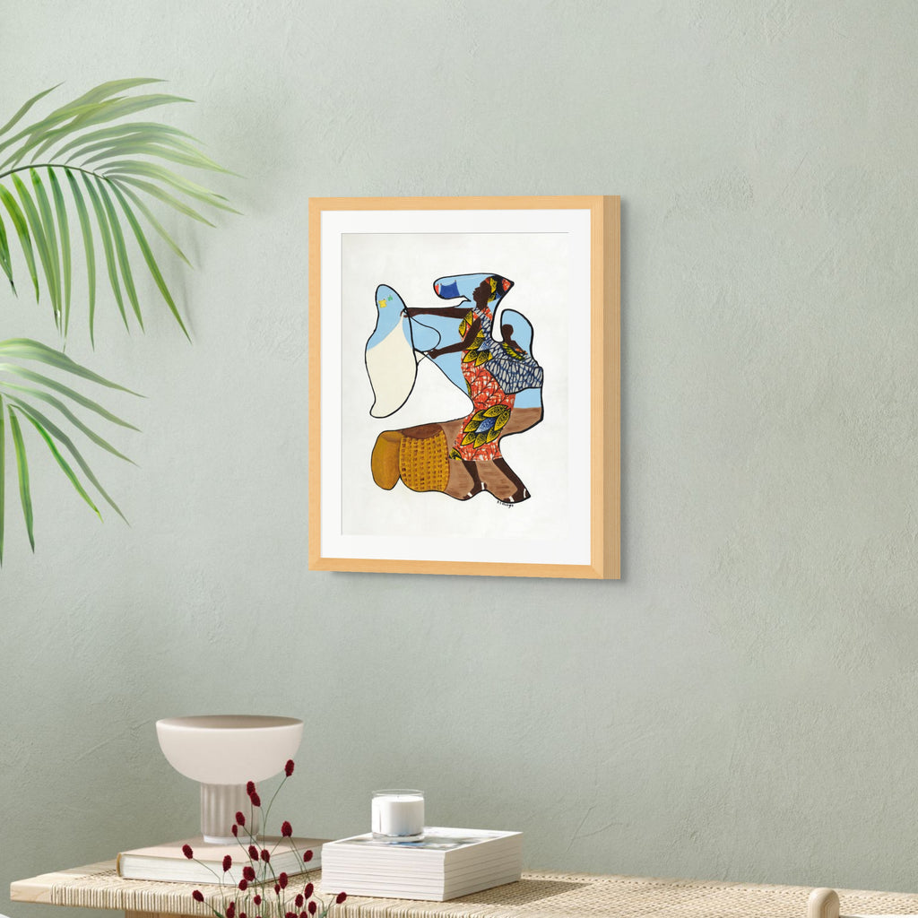 Wash Day continuous line art print in black frame — Black heritage art by Antionette Simmons Hodges (7)